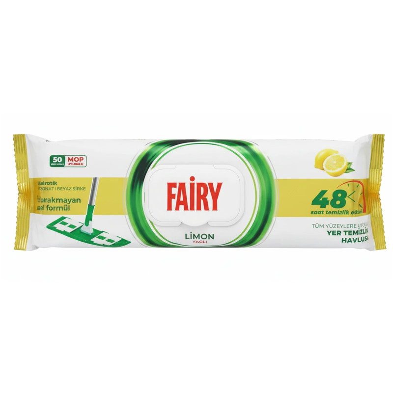 دستمال نظافت مخصوص تی فیری Fairy مدل LIMONYAGL بسته 50 عددی